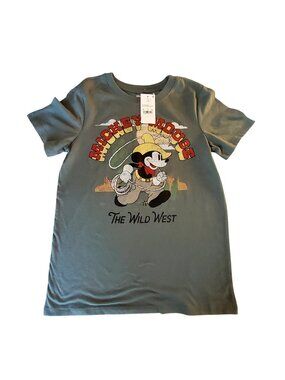 Disney Mickey Mouse "The Wild West" Graphic Tee XXS Balsam  Greencrewneck design